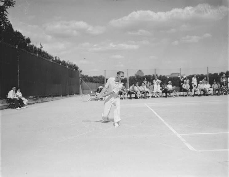 Portrait of tennis player John Bromwich, 1937