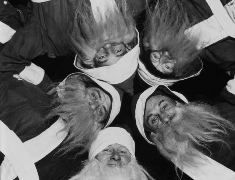 Trainees at a school for Santa Claus impersonators, 1940