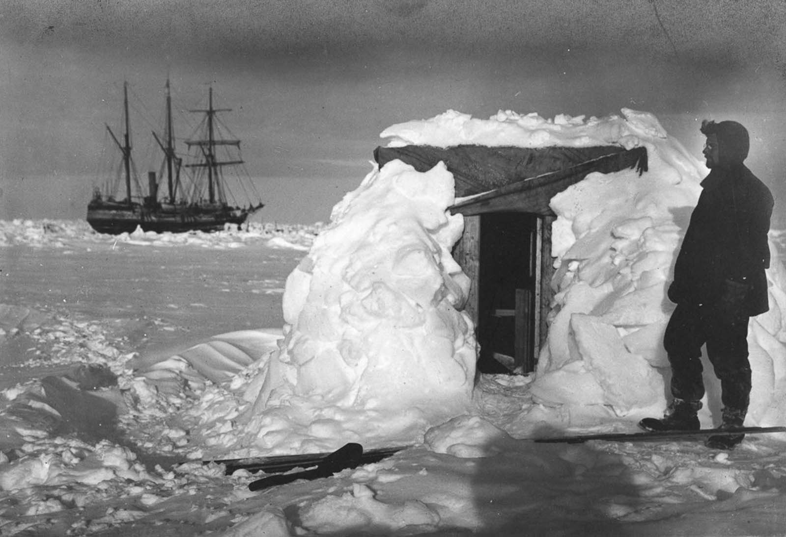 Physicist Reginald James outside his observatory.