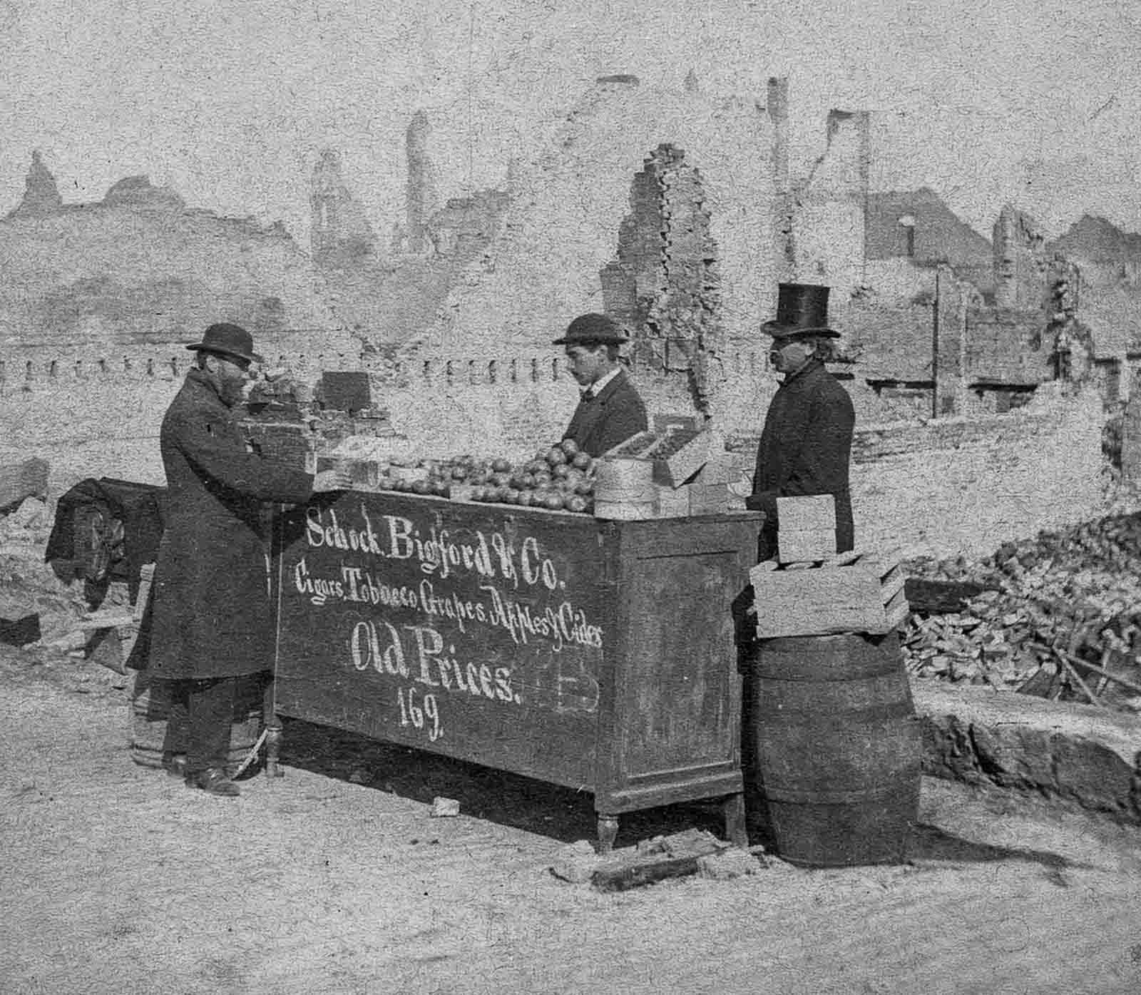 The first destroyed business to reopen in the aftermath of the fire.