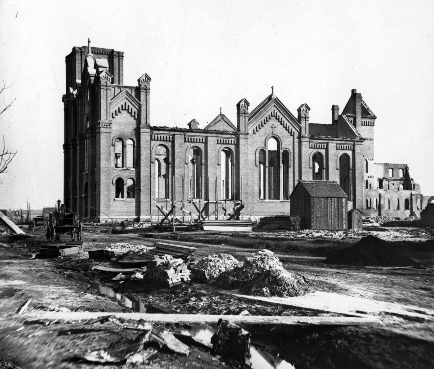 St. Michael's Church after the Great Chicago Fire in 1871.