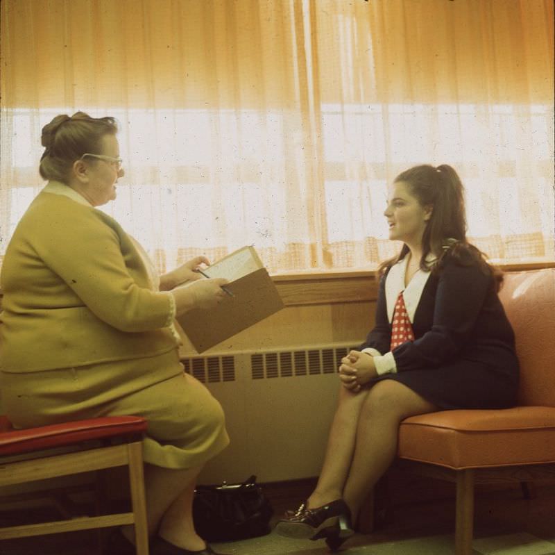 Student and staff member meeting, December 1969