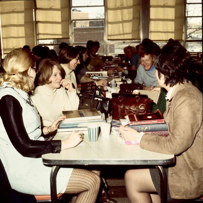 Students in lounge, December 1969