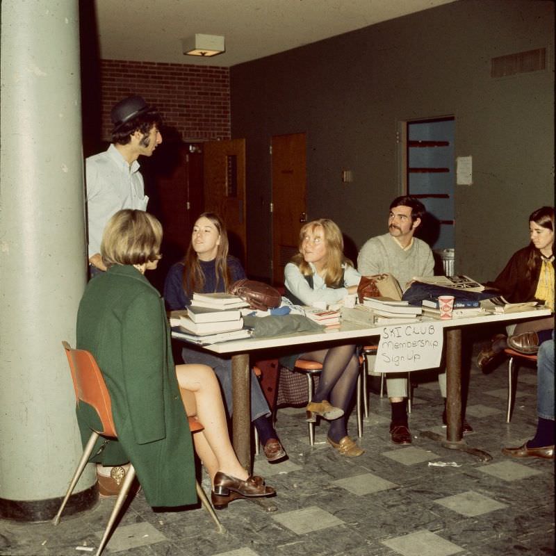 Students in lounge, December 1969