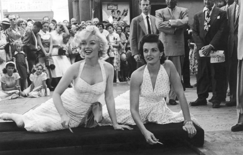 Marilyn Monroe and Jane Russell at Hollywood Boulevard