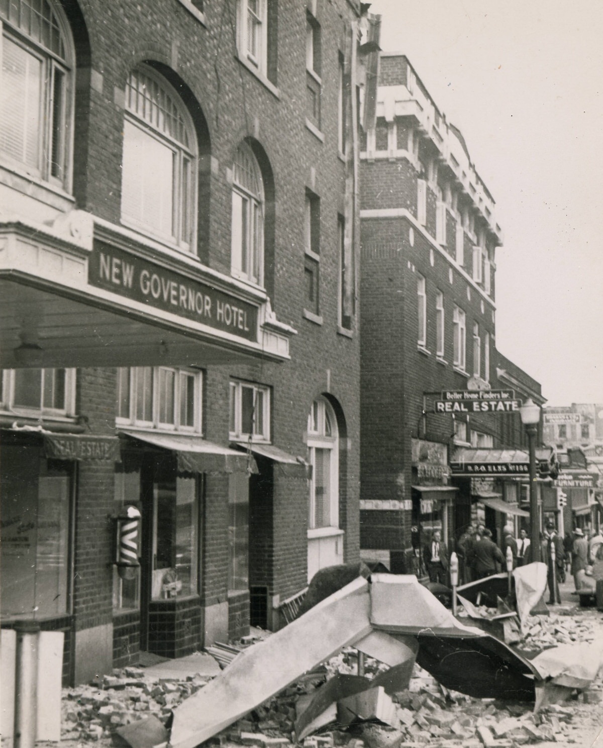 Damage on Capitol Way after Olympia earthquake, 1949