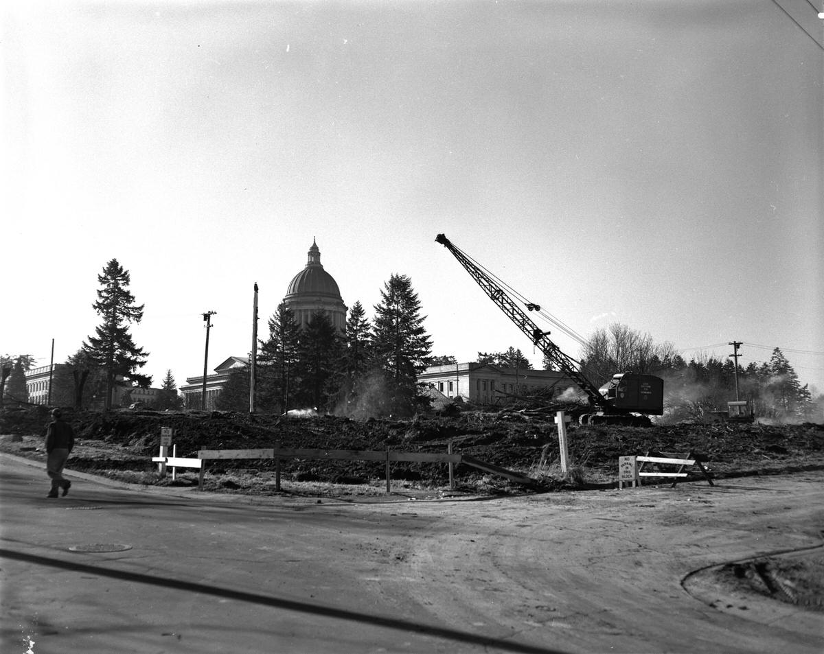 General Administration Building, ground clearing, 1954