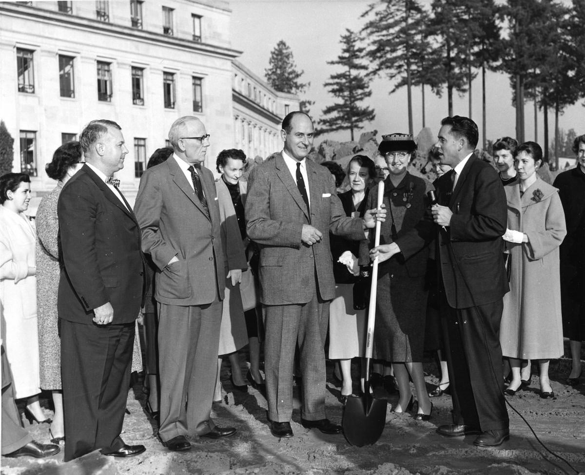 Breaking ground for the Washington State Library, Olympia, 1957