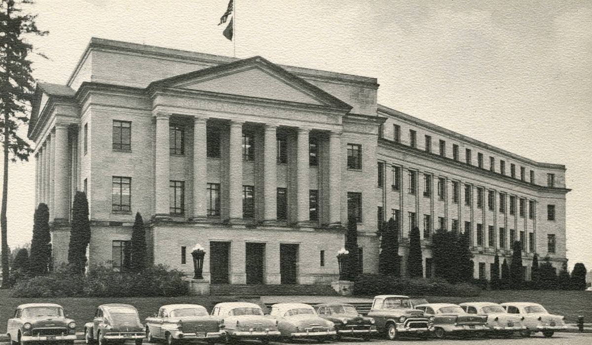 Cherberg Building, also known as the Public Lands Building, located on the Washington State Capitol Campus, 1958.