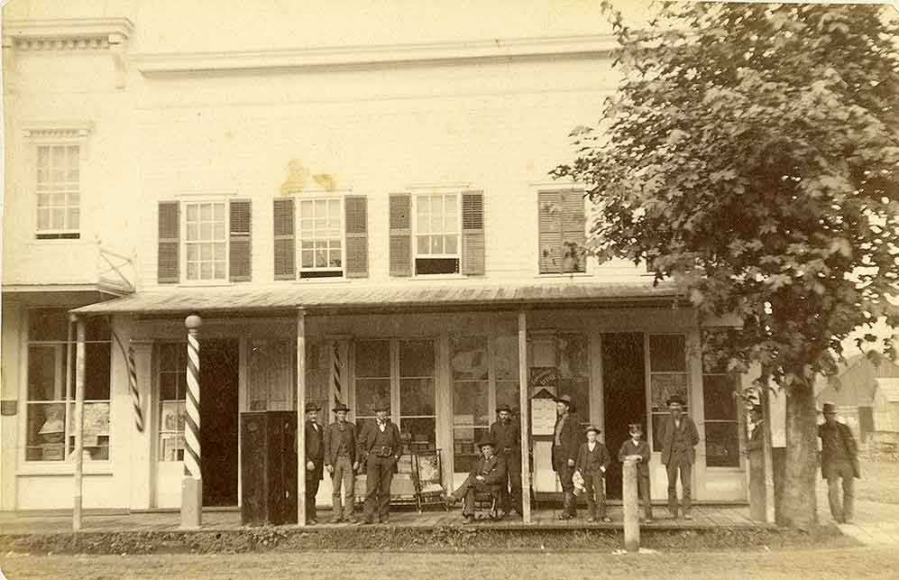 A storefront identified as the Isaac V. Mossman store, Olympia, 1870