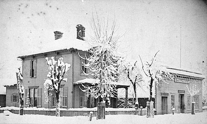 Two-story clapboard home and adjacent one-story clapboard sided home, Olympia, 1880