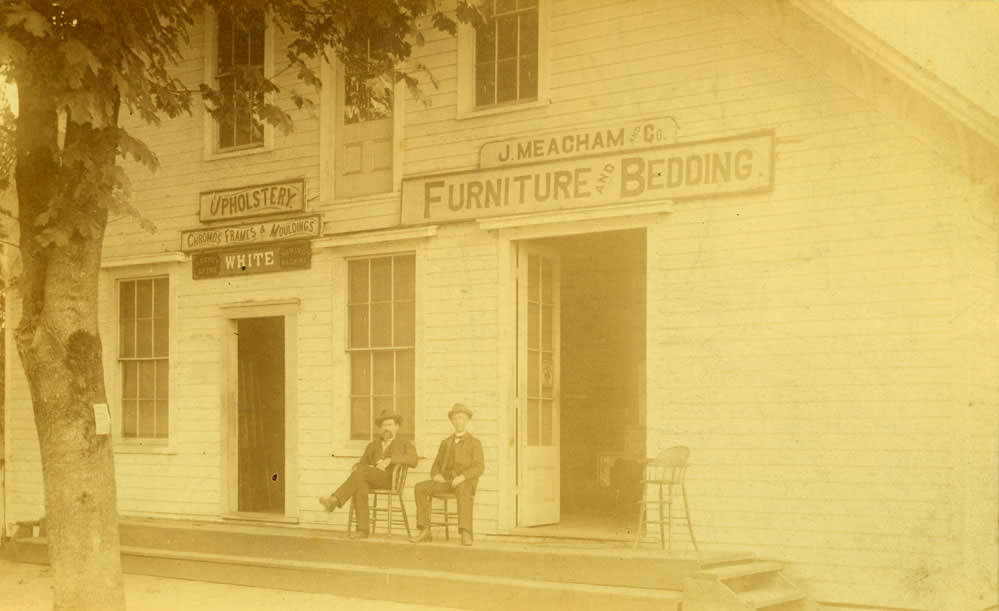 John Meacham Furniture on West side Columbia Street between State & Fourth, Olympia, 1870