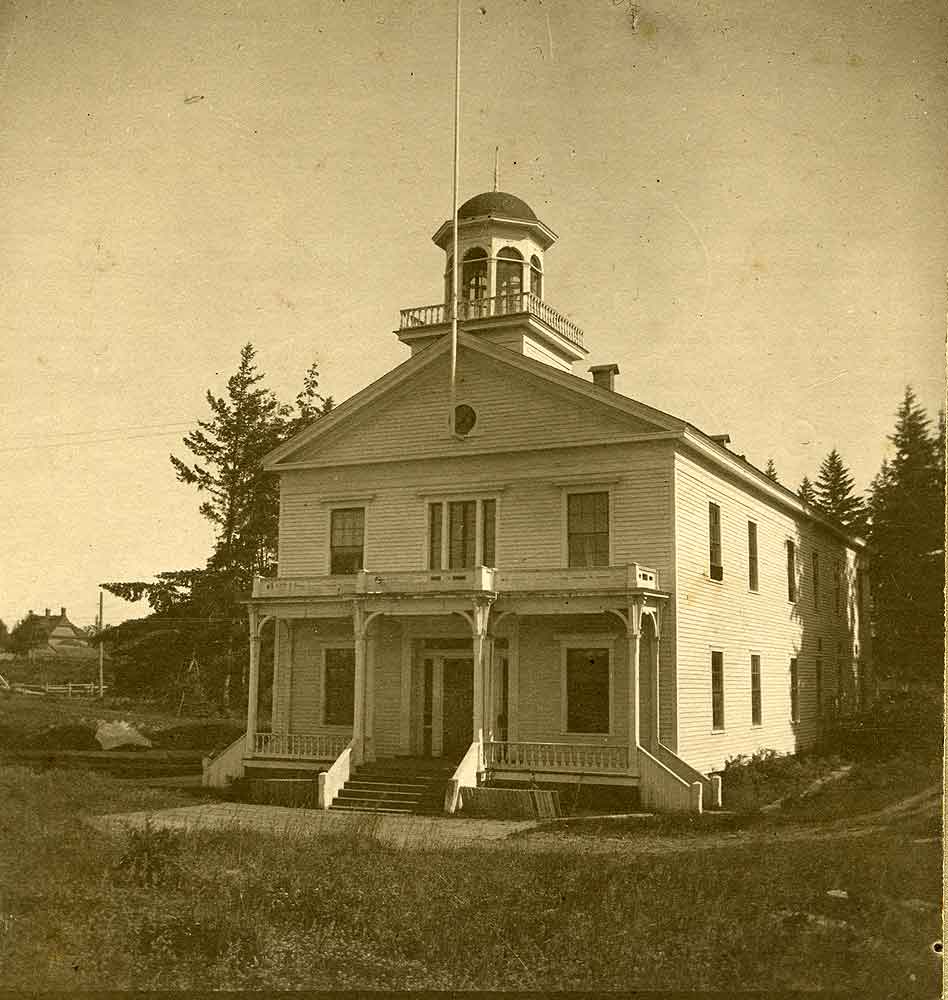 Two-story building, the first territorial capitol of Washington Territory, Olympia, 1870s