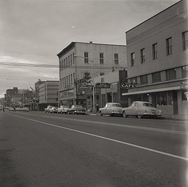 Kay's Cafe, Olympia Hardware and Mottman Building, 1959