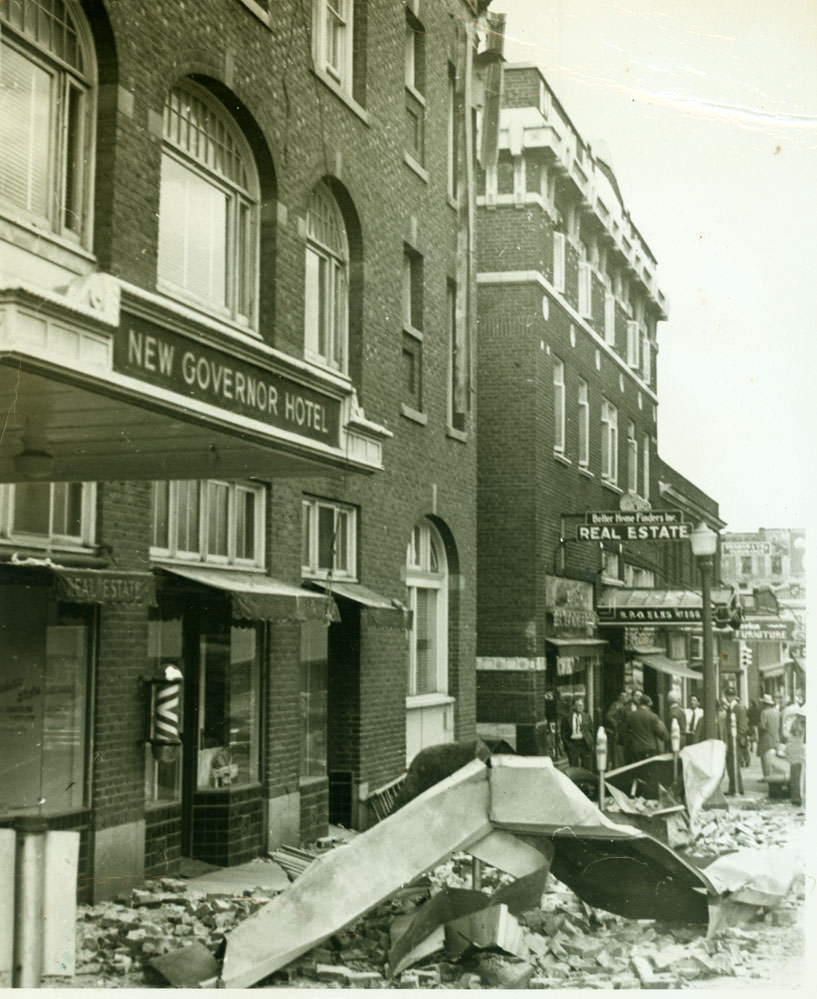 Aftermath of 1949 earthquake in Olympia, 1949