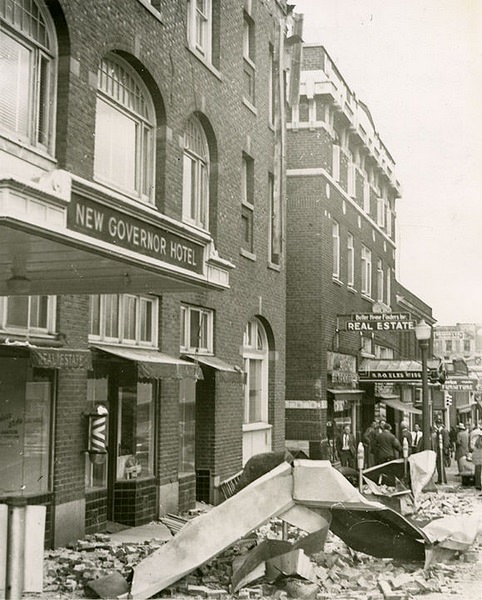 Aftermath of 1949 earthquake in Olympia, 1949