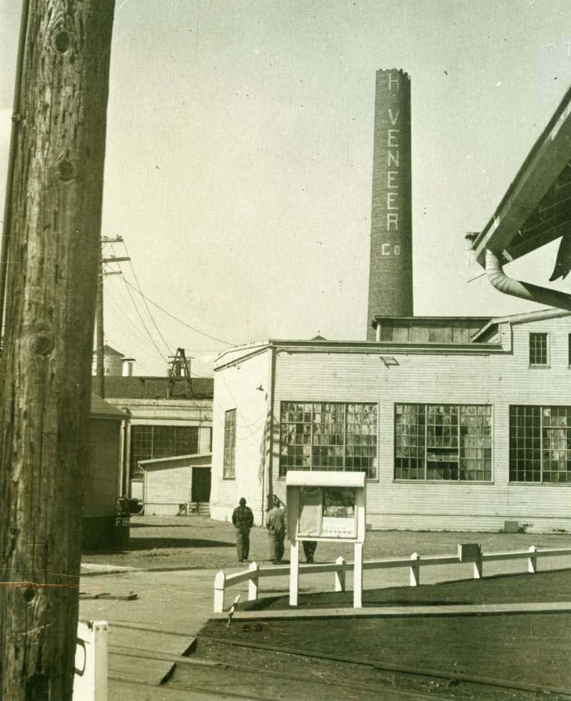 Damage to Veneer company after 1949 earthquake.