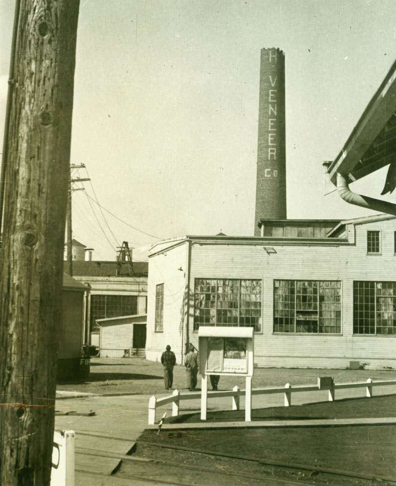 Damage to Veneer company after 1949 earthquake.