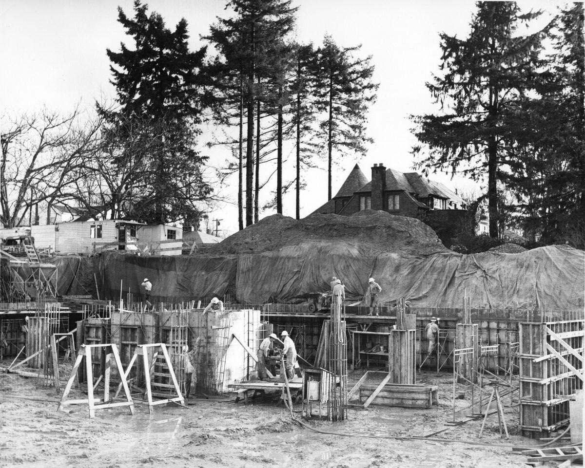 Site excavation for the Pritchard Building, 1958