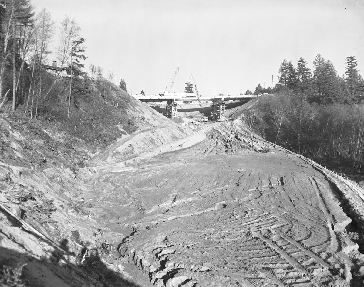 Construction of Interstate 5, Olympia, 1956
