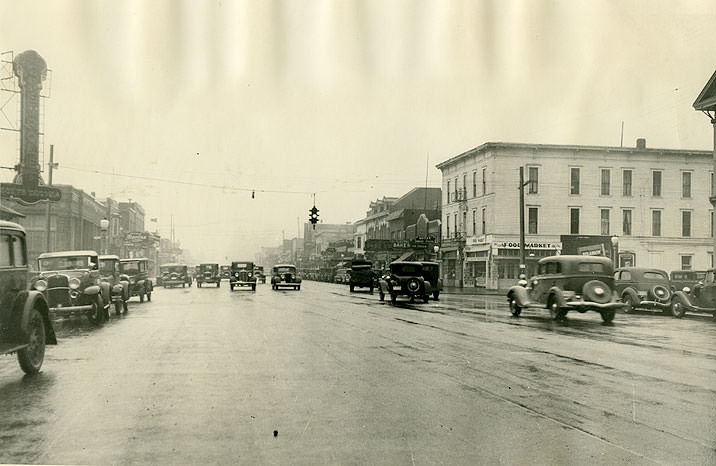 Looking North on South Tacoma Way from Fifty-sixth Street, South Tacoma, 1936