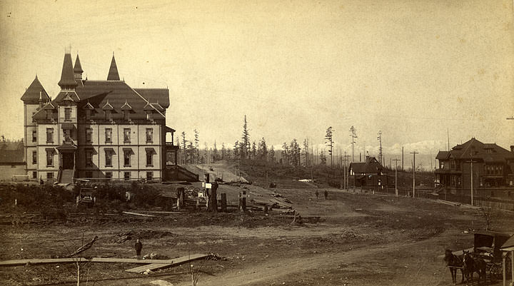 Annie Wright Seminary, at the Corner of Tacoma Avenue North and Division Avenue, Tacoma, 1884.