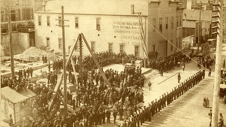 Laying Corner Stone for Tacoma Chamber of Commerce, May 18, 1892