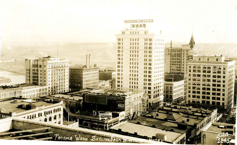 Tacoma, Wash. skyline from Winthrop Hotel, 1940