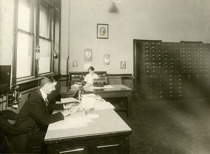 Fred Shoemaker at the Old Tacoma Courthouse, 1910