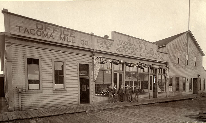 Tacoma Mill Co. on Their Wharf, First Ward, Old Tacoma, 1890
