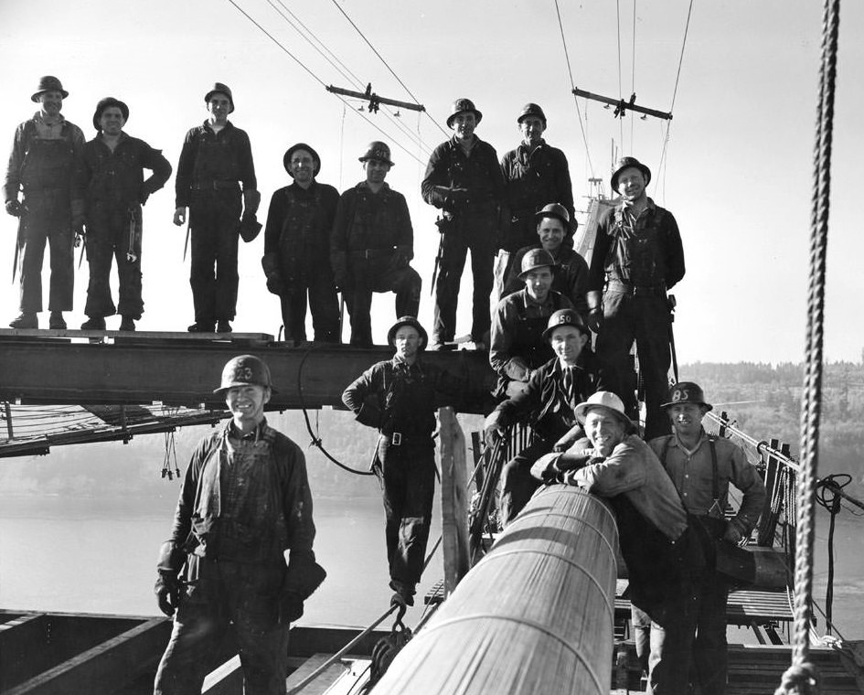 Tacoma Narrows Bridge Construction, 1939