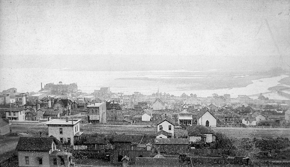 Tacoma, WA, looking northeast across Commencement Bay and Foss Waterway, 1893