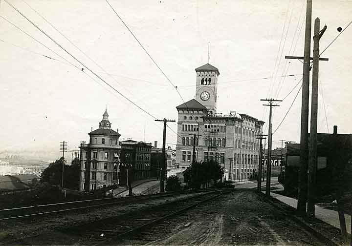 Tacoma City Hall and Street Car Tracks, 1910