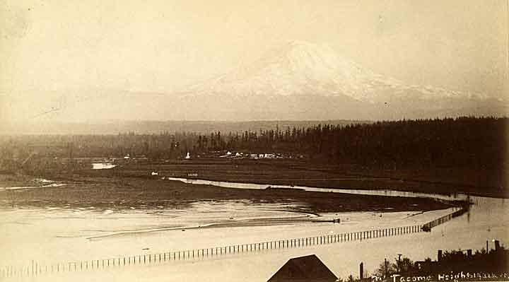 Tacoma Washington Tideflats View looking towards Mount Rainier, 1892