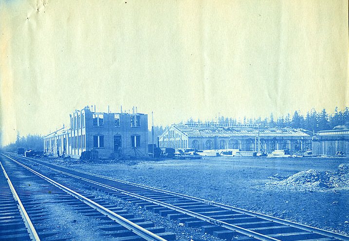 Northern Pacific office and machine shop, South Tacoma, 1890