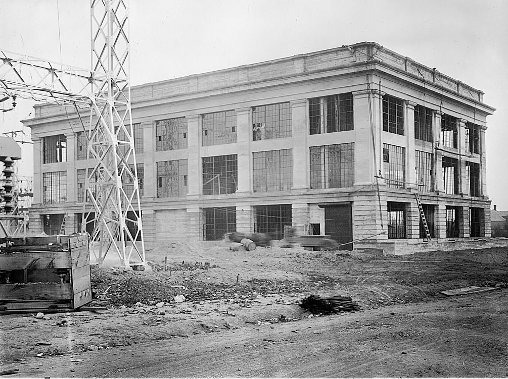 Cushman Substation nearing completion, Tacoma, 1925