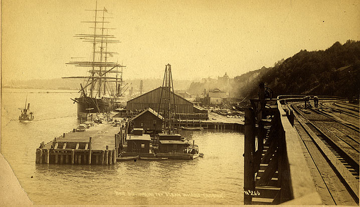 Ship Discharging Tea, Ocean Wharf, Tacoma, 1890