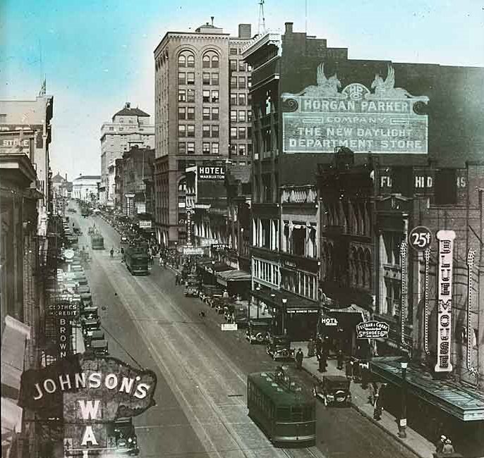 Tacoma. Looking up Broadway from 13th Street, 1930