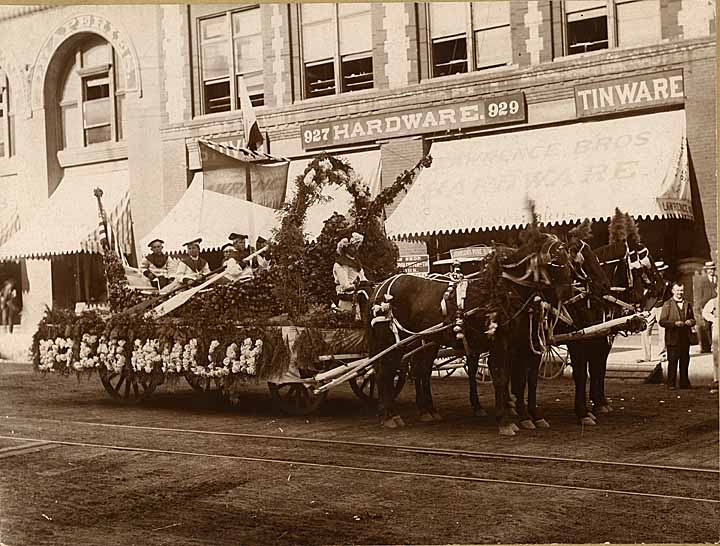 Parade Float on Pacific Avenue, Tacoma, 1900
