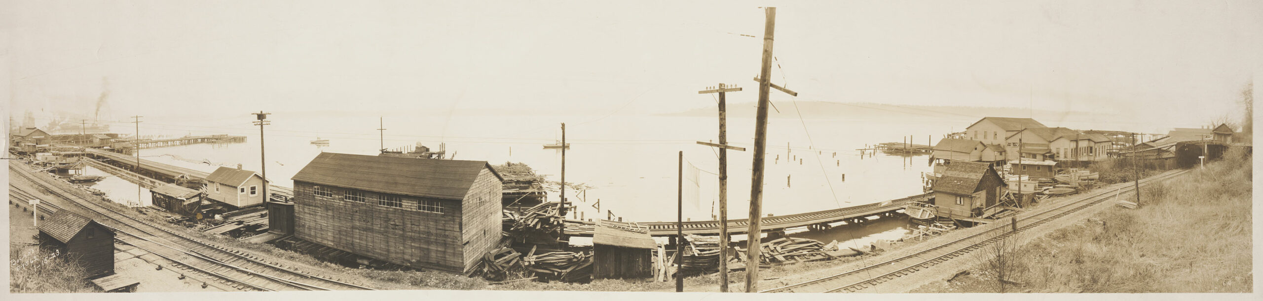 Panoramic view of the site of the former Tacoma Mill Company mill, 1923