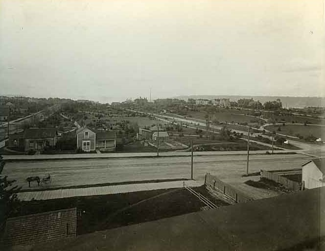 Wright Park, Looking north from 6th Avenue, Tacoma, 1900
