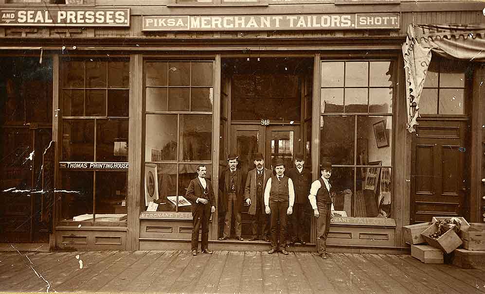 Piksa & Shott, Merchant Tailors, 948 C St., Tacoma, 1890