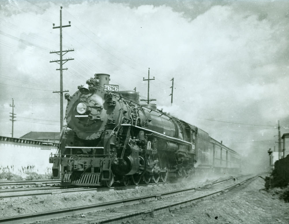 Northern Pacific Locomotive 2626 (class A-1), near Tacoma, 1950