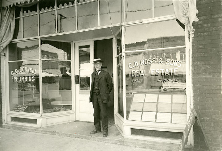 C.H. Ross & Sons, Real Estate Storefront, Probably Tacoma, 1915