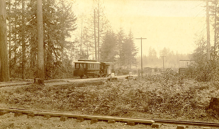 Streetcar & Motor near Tacoma, 1889