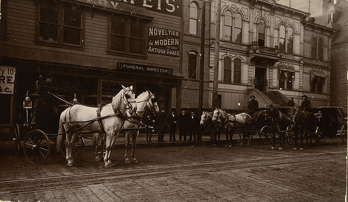 Pierce County Courthouse and Businesses, C Street, Tacoma, 1891