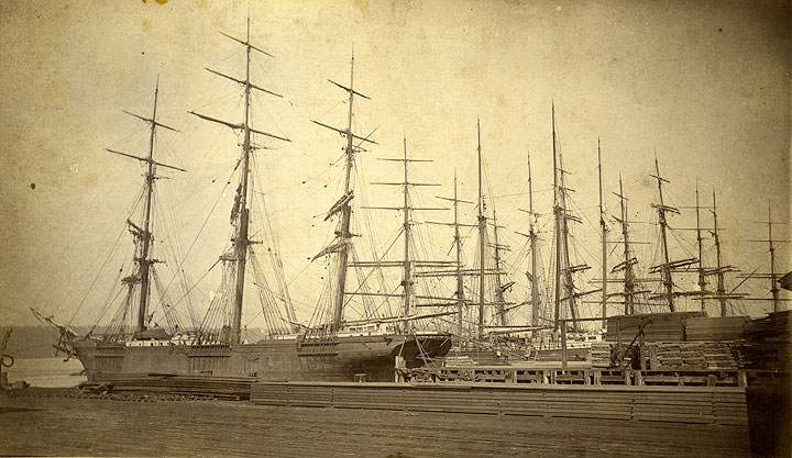 Wharf Scene, Terminus of Northern Pacific Railroad, Tacoma, 1888