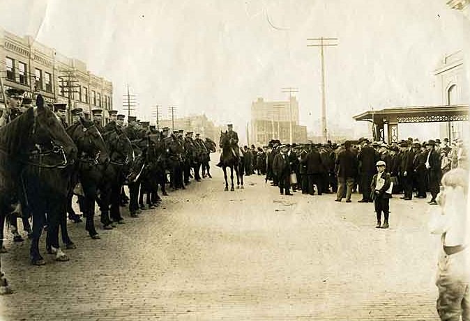 Troop B in front of Union Depot, Tacoma, 1910