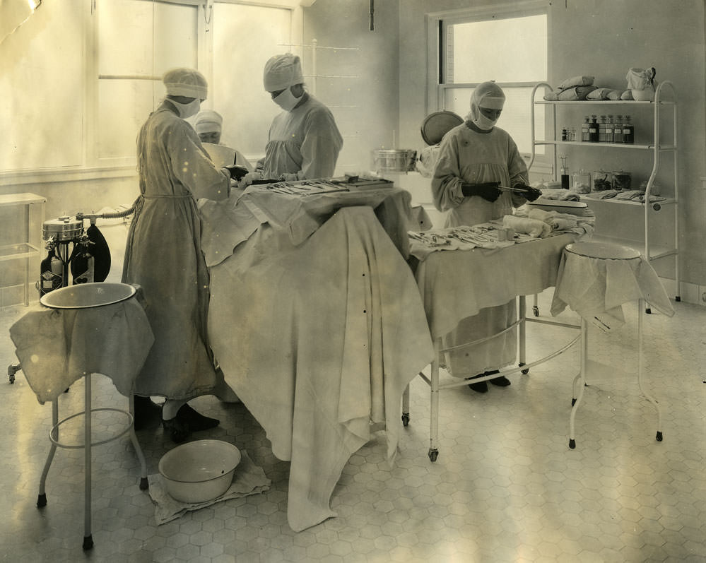 Tacoma General Hospital operating room, 1925
