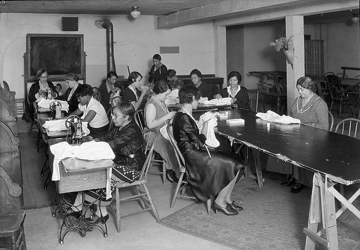 Women Sewing at African Methodist Episcopal Church, Tacoma, 1934